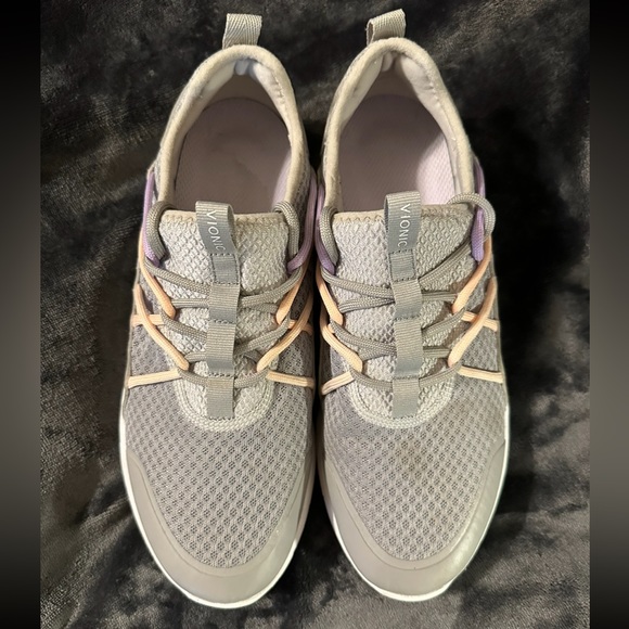 Vionic Zeliya Gray Lilac Peach Pink Orthotic Walking Fabric Lace Up Shoes 9.5 Wd - Picture 15 of 15